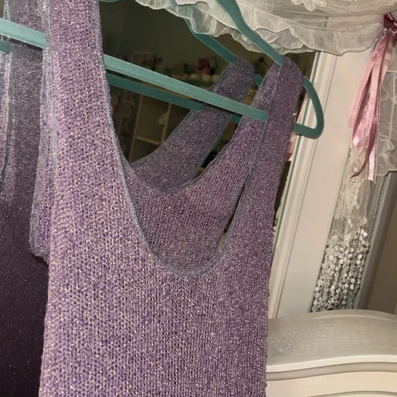 Vintage Lavender Metallic Knit Swim Coverup - Picture 2 of 6